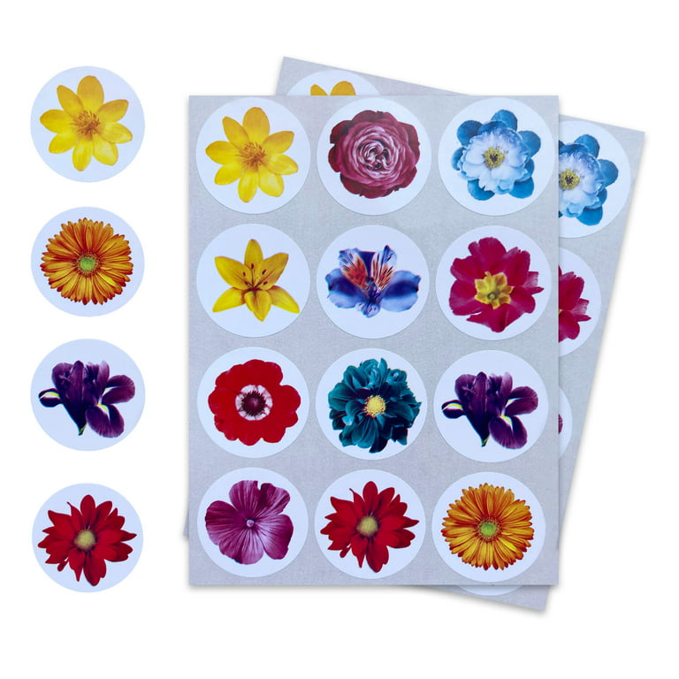 Royal Green Colorful Floral Stickers for Arts and Crafts Real Flower  Sticker Set - 120 Pack