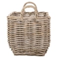 thumbnail image 4 of Rectangular Wicker Basket Handwoven Rattan Basket with Handles Decorative Storage Large Home Organizer Gray-Brown, 4 of 5