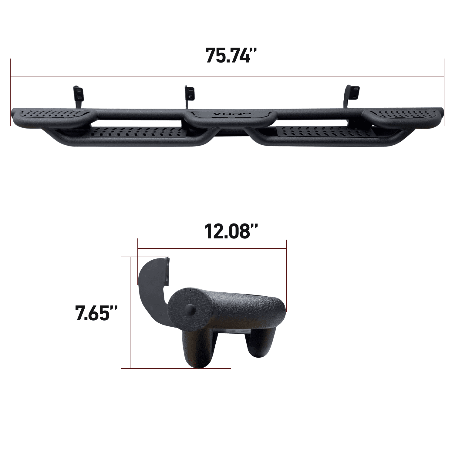 Vijay Running Boards Compatible with 2005-2025 Nissan Frontier Crew Cab 4-Door Bolt-on Side Steps Rails Steel Nerf Bars