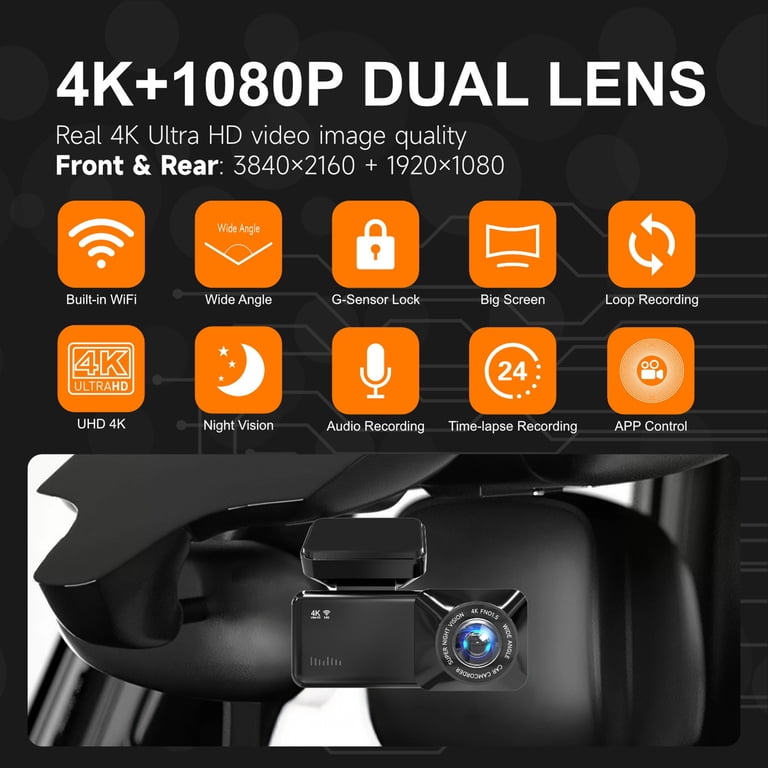 Yezivo 4K Front and 1080P Rear Dual Dash Cam with Night Vision photo 6