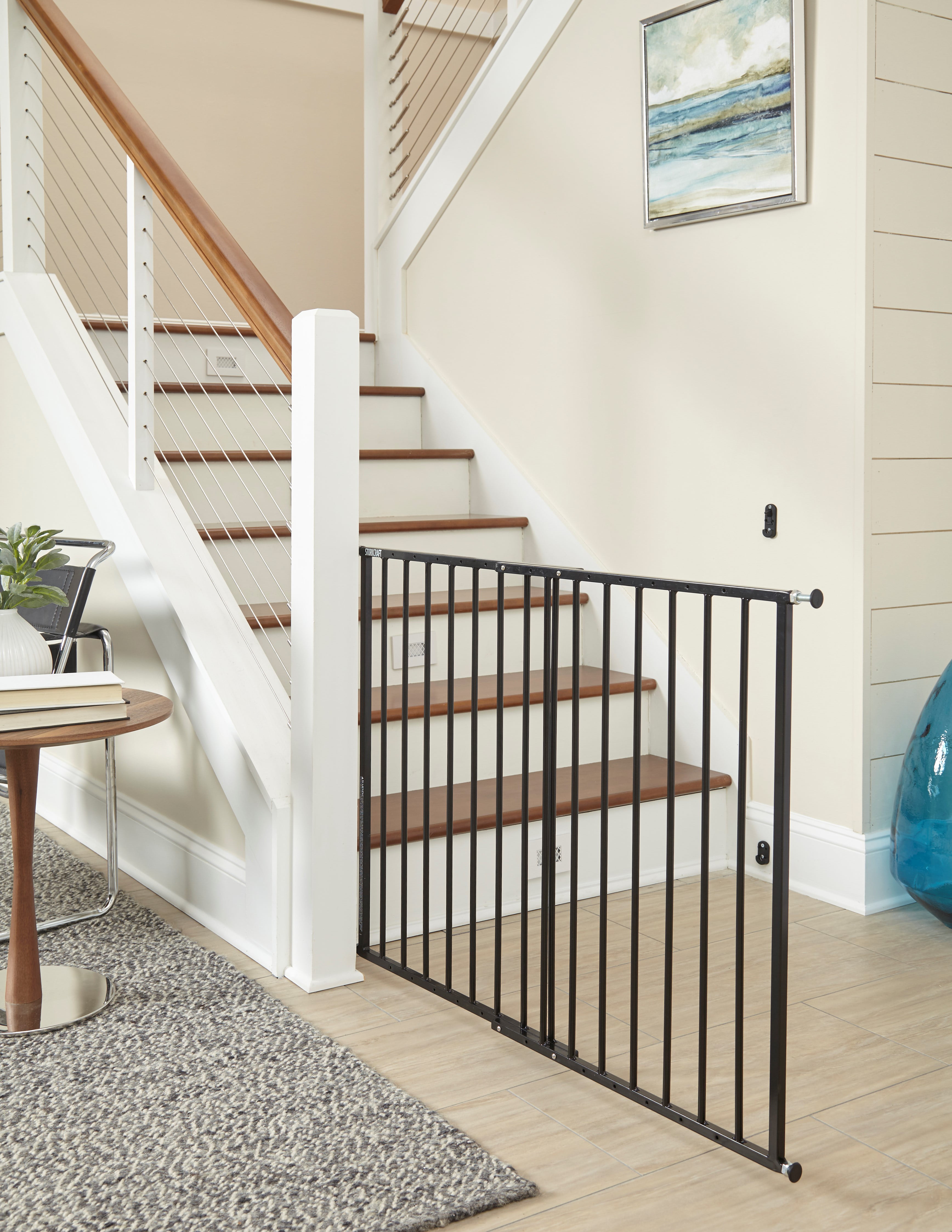 Black Easy to Install Durable Metal Hardware 27 Inches Tall Pet-Friendly Ideal for Children and Larger Pets Storkcraft Easy Walk-Thru Metal Safety Gate 
