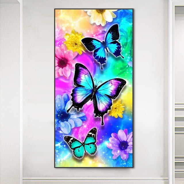Cuadros Decorativos 5D bricolaje taladro redondo completo diamante pintura mariposa Animal Kit arte artesanía (NH3616) Wdftyju de costura negro 4 estilos
