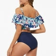 thumbnail image 3 of PENGXIANG Women‘s Ruffled Two Piece Swimsuit Floral Printing High Waisted Bathing Suit Tummy Control Swimwear Bikini, 3 of 8
