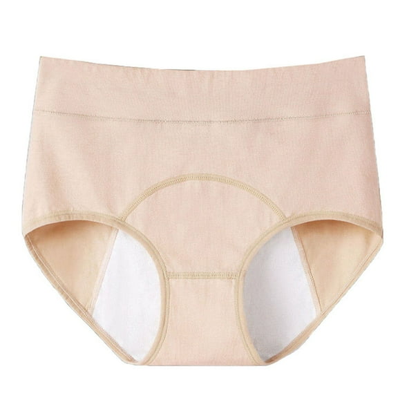 TFEOQRY Underwear Briefs for Women Solid Color Cotton High Waist Menstrual Panties Leakproof Menstrual Panties Beige