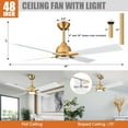 thumbnail image 5 of Parrot Uncle 48" Indoor Modern Gold Ceiling Fan with Lights and Remote Control for Bedroom, Living Room, 5 of 9