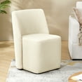 thumbnail image 7 of Upholstered Dining Chair with Casters Armless Accent Chair with Wheels Dining Room Kitchen Linen, 7 of 7