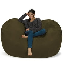 Chill Sack Bean Bag Chair, Memory Foam Lounger with Microsuede Cover, Kids, Adults, 6 ft, Olive