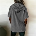 thumbnail image 5 of LEKWK Striped Casual Shirts for Women Hooded Short Sleeve Zipper Tunic Shirts Loose Fit Breathable Comfy Summer Tops Fashion Beach Vacation Daily Wear, 5 of 6