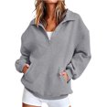thumbnail image 7 of Lumtrix Womens Oversized Sweatshirts V Neck Henley Turtle Neck Long Sleeve Button Fleece Pullover, Casual Teen Girls Y2K , Fall Winter Fashion Gray 2XL, 7 of 7