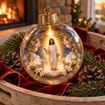 thumbnail image 2 of Cififendec Christmas Nativity Ball Ornament, Built in Warm Light Vivid 3D Nativity Scene Transparent Round Bauble for Xmas Tree Holiday Styling, 3.15", 2 of 8
