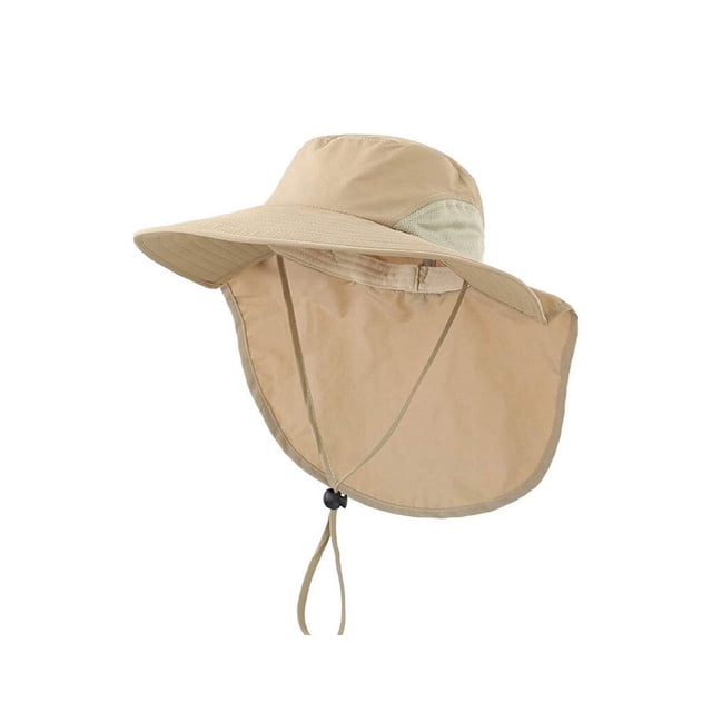 Chapeau de Soleil pour Hommes Pêche Randonnée Été Protection Plage Pliable Protection Solaire Respirant Khaki