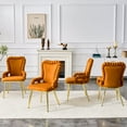 thumbnail image 6 of Set of 2 Orange Puffy Bubble Chair Ball Chain Chair Velvet Dining Chairs with Gold Legs, Upholstered Accent Chairs with Armrests for Dining Room & Kitchen, 6 of 9