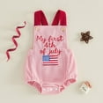 thumbnail image 2 of Dakiuu My First 4th of July Baby 1 Piece Summer Romper Newborn Infant Boy Girl USA Flag Embroidered Jumpsuit Sleeveless Backless Bodysuit Outfits 0-18 Month, 2 of 8