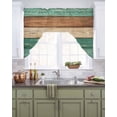 thumbnail image 2 of Farmhouse Teal Brown Swag Valances for Windows, Vintage Wooden Striped Swag Curtains for Kitchen, Living Room, Small Window Treatments Drapes Curtains for Cafe, Bathroom, Bedroom, 56"x36", 2 of 6