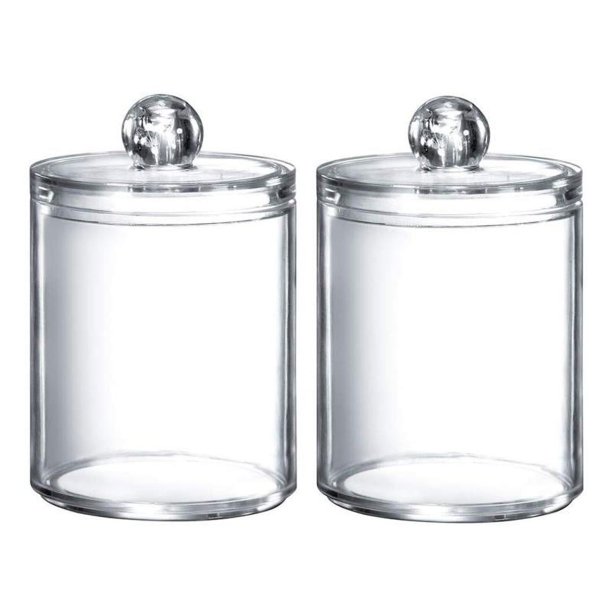 Almohadilla de bola de algodón transparente a prueba de polvo, hisopos de maquillaje, dispensador de almohadillas, contenedor organizador con tapa multifunción, 2 uds.