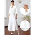thumbnail image 2 of DARING DIVA Women's Crop Open Front 3/4 Sleeve Collarless Jacket XS White, 2 of 6
