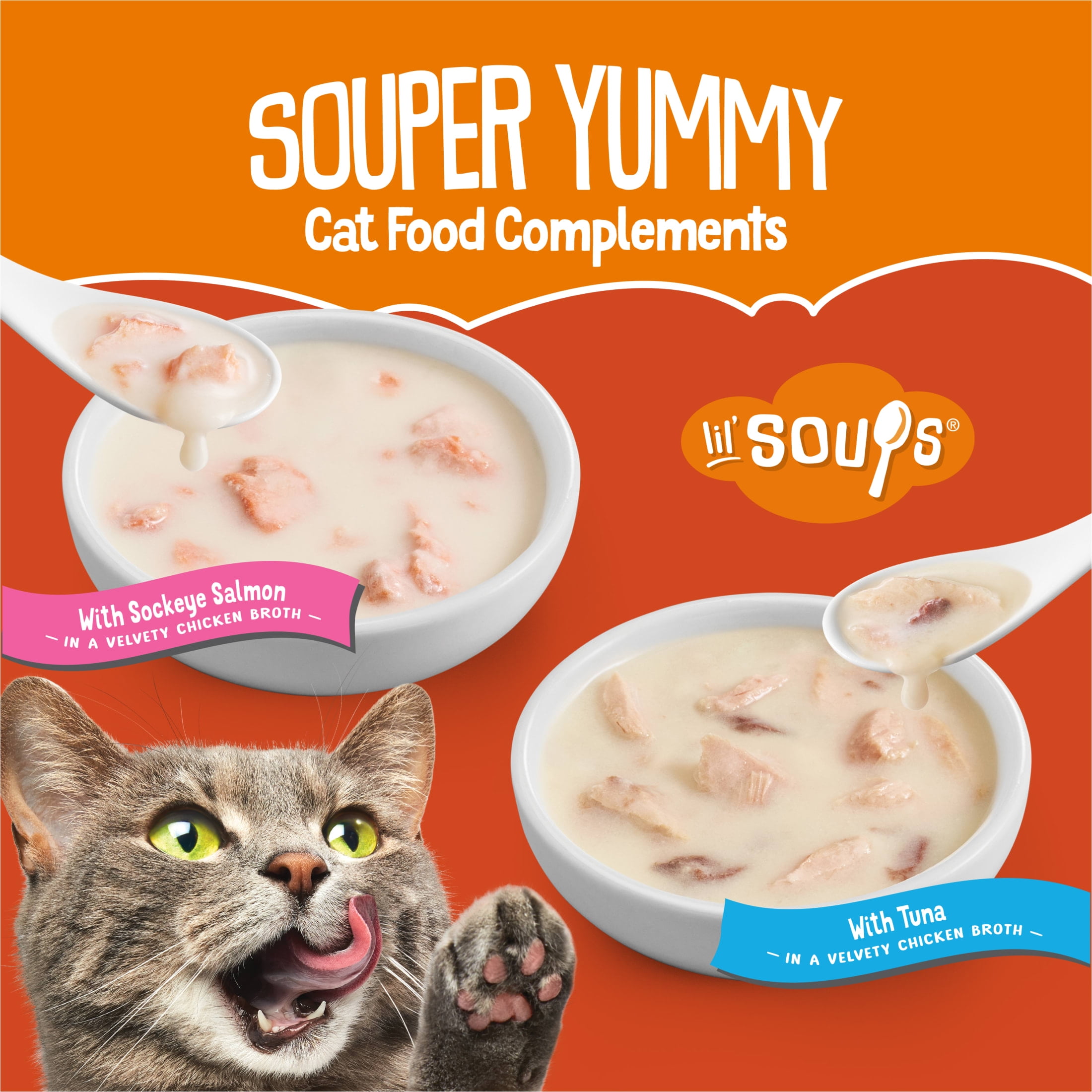 Purina Friskies Lil' Soups Salmon and Tuna for Cats Variety Pack, 1.2 oz Cups (18 Count)