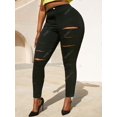 thumbnail image 3 of Escalera de colores rasgado más tamaño pantalones flacos Rosegal Pantalones de talla grande, 3 of 5