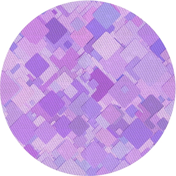 Ahgly Company Machine Washable Indoor Round Transitional Purple Area Rugs, 5' Round