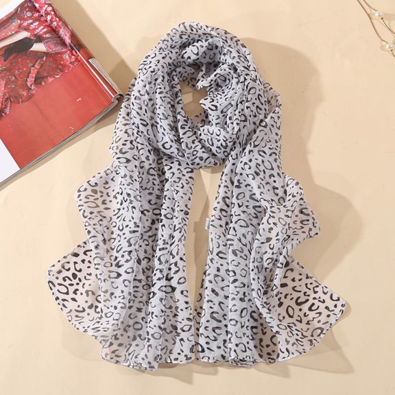 GTEYOIJN Wh1 Long Silk Scarves Classic Leopard Print Chiffon Scarf Women's Thin Shawl