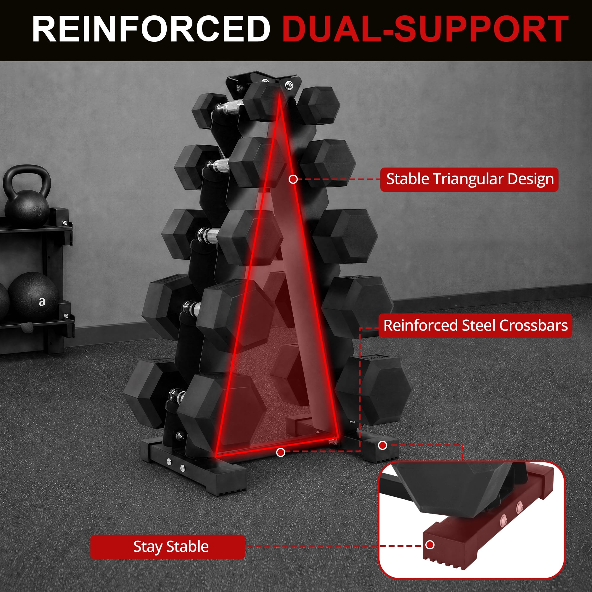 BalanceFrom Rubber Coated Hex Dumbbell Set, 150 lb Total, 5–25 lb Pairs for Home Gym Strength Training