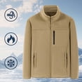 thumbnail image 3 of Men Stand Collar Full Zip Fleece Jacket Thick Lined Warm Outerwear Multi Zipper Pockets Casual Coat for Daily Commute Cold Weather Outdoor Activities Beige XXL, 3 of 7