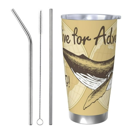 

Bingfone We Live for Adventure for 20 Oz Stainless Steel Travel Mug Double Wall Water Coffee Cup for Home Office Outdoor Works Great for Ice Drinks and Hot Beverage-Straw Three-piece Set