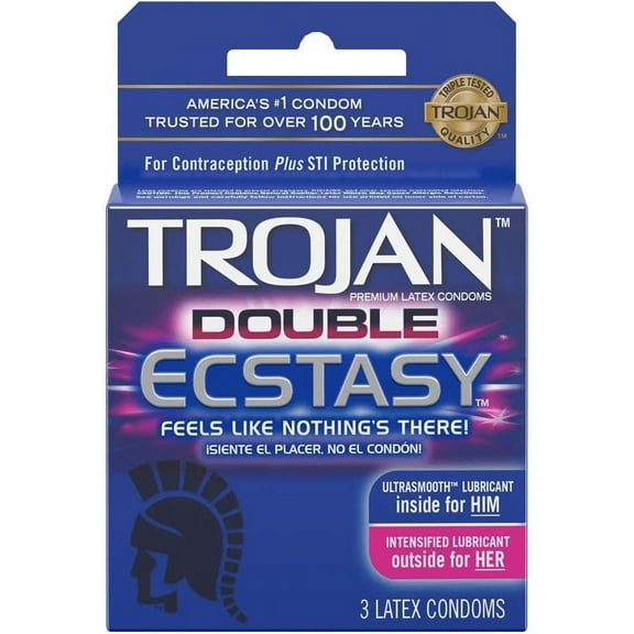 Trojan Double Ecstasy Lubricated Latex Condoms, for Her & Him