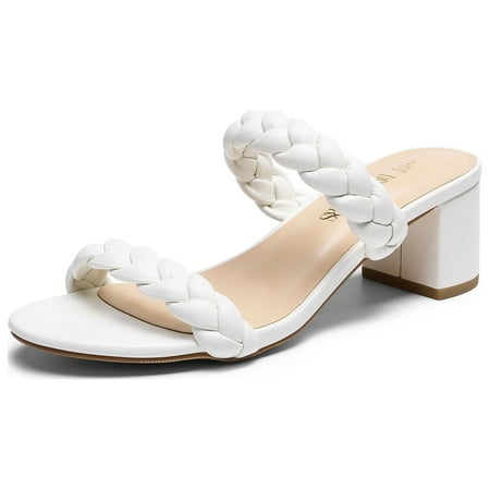 

Women Low Chunky Heel Two Strap Open Toe Wedding Party Holiday Dress Sandals