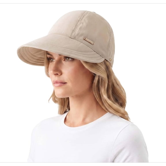 Women's Wide Brim Sun Hat UPF 50 Ponytail Hole Packable Lightweight for Beach Travel