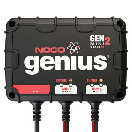 Noco Genius GENM2 2 Bank 8 Amp Waterproof On Board Battery Charger Jump (Best Onboard Boat Battery Charger)