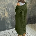thumbnail image 4 of SwiftWear Womens Hooded Open Front Cardigan Long Sleeve Cable Knit Sweaters Solid Chunky Long Sweater Coats with Pockets Green L, 4 of 8