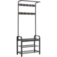 thumbnail image 3 of VASAGLE Coat Rack Hall Tree with Shoe Bench for Entryway Entryway Bench with Coat Rack Charcoal Gray and Black, 3 of 8
