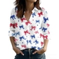 thumbnail image 2 of Xdegoge American Flag Button Down Shirts for Women 4th of July Long Sleeve V Neck Blouse Retro Stars and Stripes Patriotic Tops Casual Independence Day Clothes, 2 of 5