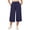 Medium Blue, variant on Women's Plus Size Capri Pants Stretchy Wide Leg Summer Drawstring Elastic Waist Lounge Pants With Pockets XL-5XL