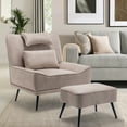 thumbnail image 7 of Andeworld Accent Chair with Ottoman,Living Room Chair with Pillow,Upholstered Armchair for Living Room, Comfy Reading Chair for Bedroom(White), 7 of 7