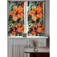 thumbnail image 4 of Burnt Orange Floral Curtains 54 Inch Length, Sheer Curtains for Bedroom Living Room Window Tropical Botanical Leaves Floral Rod Pocket Voile Drapes Kitchen Curtains Small Half Window 42"x54" 2 Panels, 4 of 6