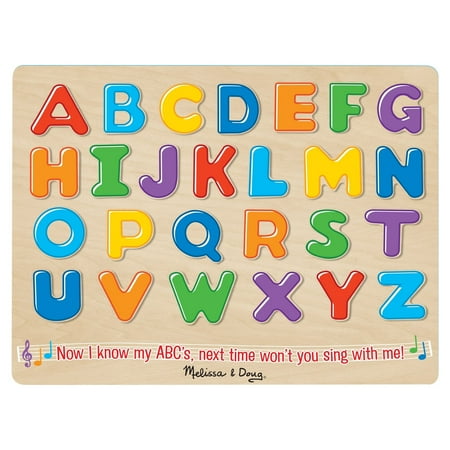 UPC: 0000772003407 | Melissa & Doug Wooden Alphabet Sound Puzzle – Wooden Puzzle With Sound Effects (26 pcs)