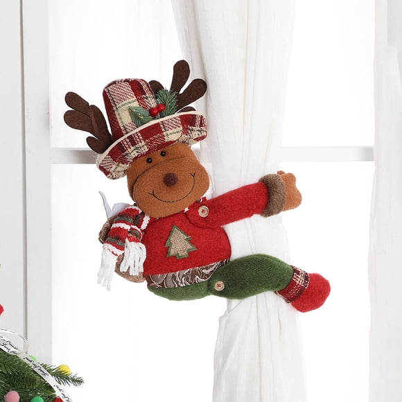 Festive Holiday Curtain Tiebacks Featuring Cartoon Santa Snowman Designs For Your Living Room Window Decorations