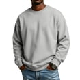 thumbnail image 3 of Hearthz Mens Crewneck Sweatshirt Solid Color Oversized Mens Fleece Pullover Fall Winter Drop Shoulder Cotton Sweatshirts for Men Light Gray XXL, 3 of 10