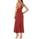 thumbnail image 3 of Vestido de pijama para mujer Inspire Chic con tirantes de espagueti, escote redondo, espalda cruzada, camisón largo, color rojo, 3 of 5