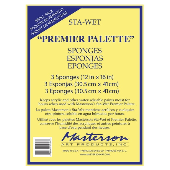 Masterson Sta-Wet Premier Palette Sponge Refill, 3 Pack