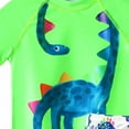 thumbnail image 5 of shoper Boys Swimsuits Size 10-12 Round Neck Dinosaur Print Short Sleeve Tops and Swim Trunks Stretch Summer Bathing Suit Toddler Boys Swimwear Set Green 5Y, 5 of 6