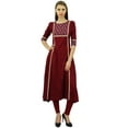 thumbnail image 4 of Bimba Women's Solid A-Line Rayon Kurti Lace Kurta 3/4 Sleevless Designer Ethnic Tunic, 4 of 9