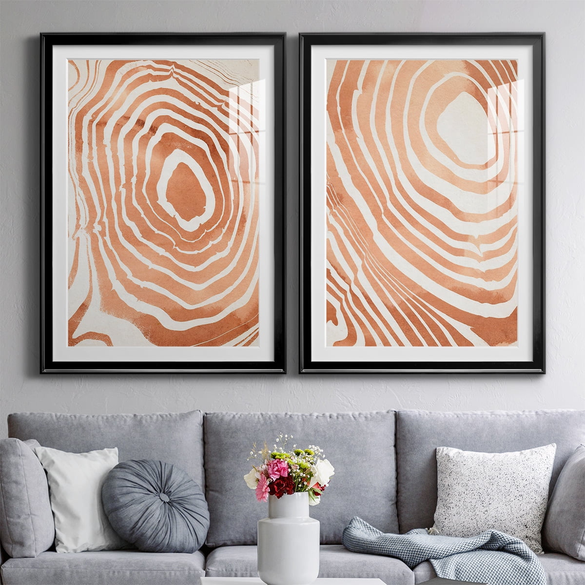 Wexford Home Wood Grain Suminagashi III Premium Framed Print, 30.5" x 42.5" - Ready to Hang, Black (Set of 2)