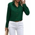 thumbnail image 2 of Camisas con Botones para Mujer, Blusas de Larga, Blusas Casuales Lisas para Oficina y Trabajo Verde Oscuro XXL, 2 of 7