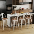 thumbnail image 5 of Swivel Bar Stools 24 inch Swivel Counter Height Metal Barstools Set of 4 Modern Farmhouse Bar Chairs with High Backs and Large Wooden Seat for Kitchen Island Dining Room Cream White, 5 of 7