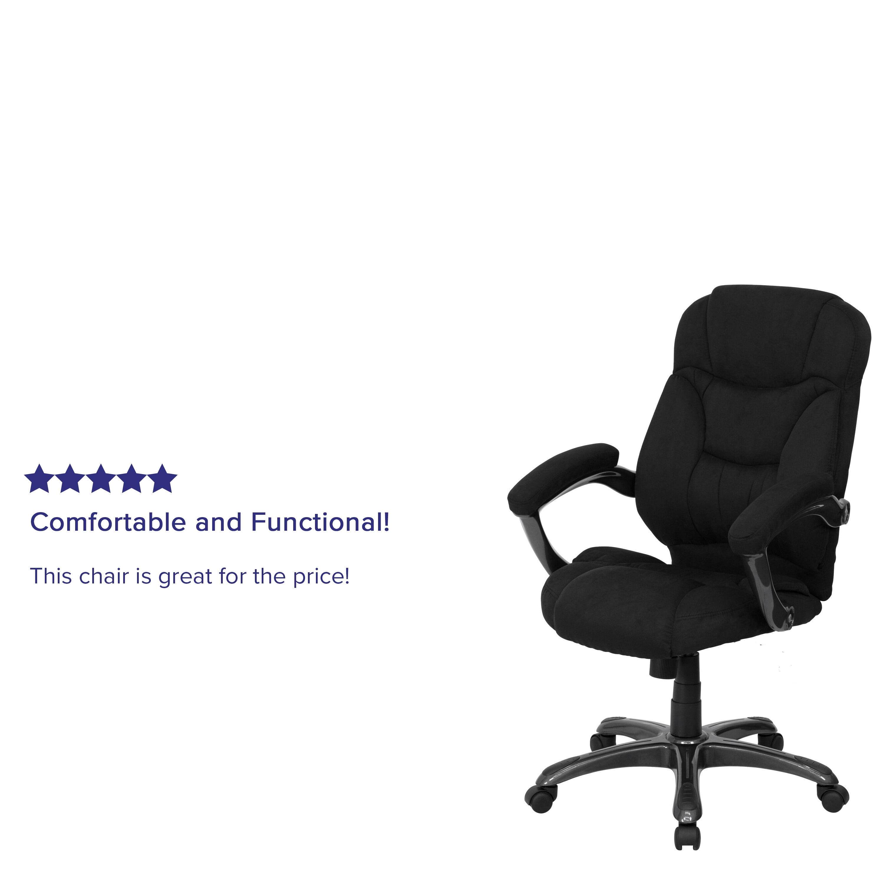 Emma + Oliver High Back Black Microfiber Executive Swivel Ergonomic Office Chair with Arms