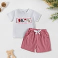 thumbnail image 2 of Kids Boys Summer Clothes Toddler Boy Outfit Sets Crew Neck Embroidery Top with Plaid Shorts Clothing Sets, 2 of 6
