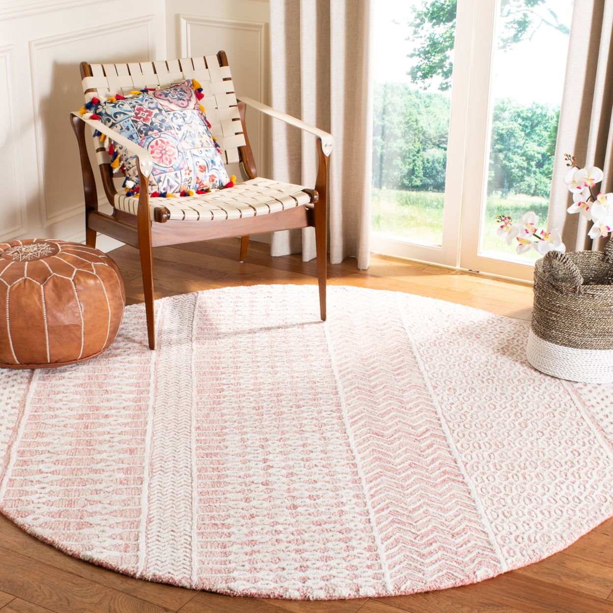 SAFAVIEH Glamour Andreas Geometric Area Rug, Light Pink/Ivory, 8' x 10'
